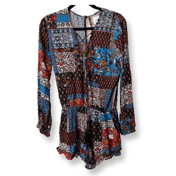 Cotton Candy LA Multicolored Bandana Boho Romper Size Medium, MSRP $62 - Picture 1 of 9